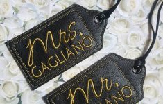 Adorable handmade tags ideas Handmade Luggage Tags Mr And Mrs Lastname Black And Gold Personalized Wedding Gift Travel Gift Ideas Birthday Gift Wedding Gift