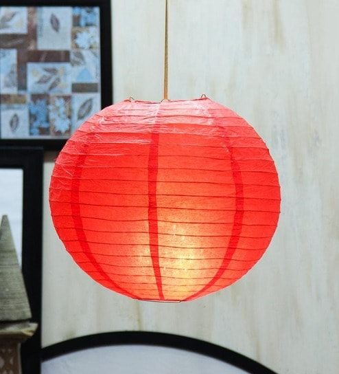Awesome Papercraft Lamp Design For Home Decor Round Red Paper Diwali Lantern Skycandle