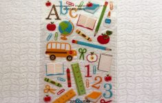 Back to school Scrapbook Ideas to Make School Days Ruler Pencil Crayons Bus Ek Success Clear Stickers