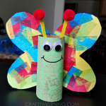 Butterfly Tissue Paper Craft Cardboard Tube Butterfly Kids Craft butterfly tissue paper craft |getfuncraft.com