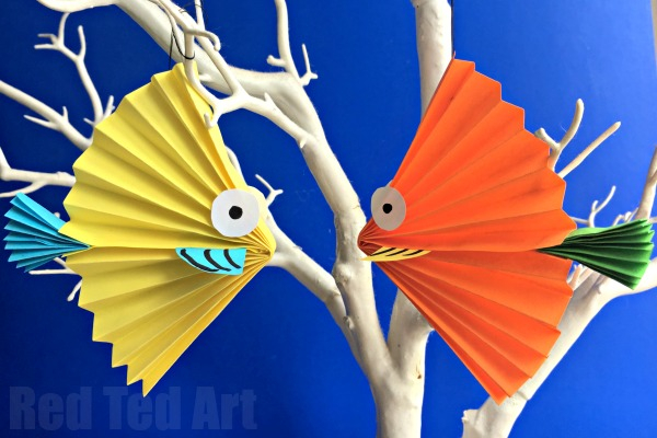 Easy Creative Papercraft Work For Children Diy Paper Fish Crafts Red Ted Art