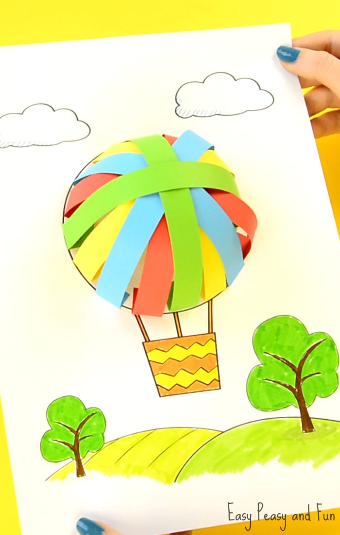 Easy Creative Papercraft Work For Children Hot Air Balloon Paper Craft Easy Peasy And Fun