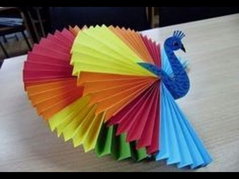 Easy Creative Papercraft Work For Children How To Make 3d Origami Peacock Activities For Kids Craft Activities For Kids