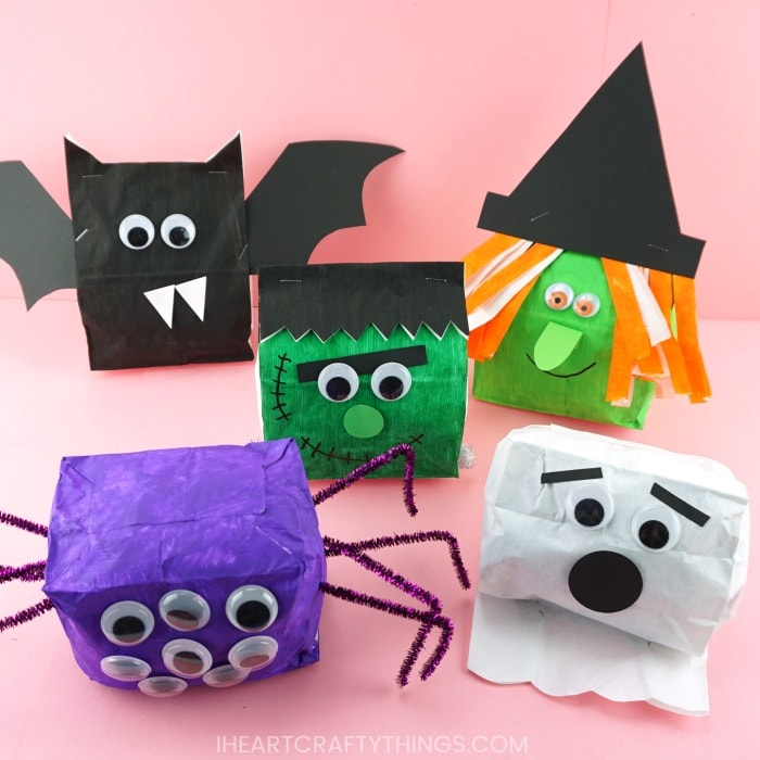Easy Paper Craft Ideas For Kids That You Want To Make Paper Bag Halloween Crafts Cute Witch Bat Frankenstein