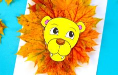 Fall Construction Paper Crafts Lion Leaf Craft For Kids fall construction paper crafts|getfuncraft.com