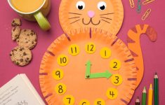 How To Make A Craft With Paper Technique Paper Plate Cat Clock Free Craft Ideas Baker Ross
