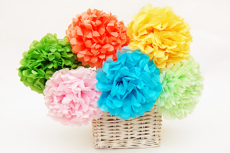 How To Make A Paper Flower Craft As Home Décor Tissue Paper Pom Pom Flowers Kids Crafts Fun Craft