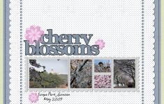 How to Turn Blank Scrapbook Pages into Beautiful Spring Scrapbook Pages Cherry Blossoms 2 Free Download Digital Scrapbook Page Light Blue