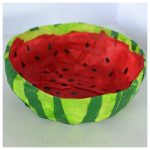 Paper Bowl Crafts Watermelon Sq paper bowl crafts|getfuncraft.com