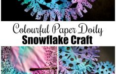 Paper Doily Crafts For Kids Colourful Paper Doily Snowflake Craft For Kids paper doily crafts for kids|getfuncraft.com