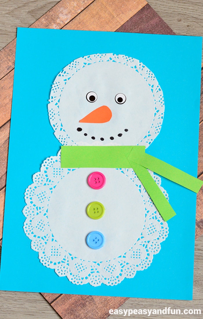 Paper Doily Crafts For Kids Doily Snowman Craft paper doily crafts for kids|getfuncraft.com