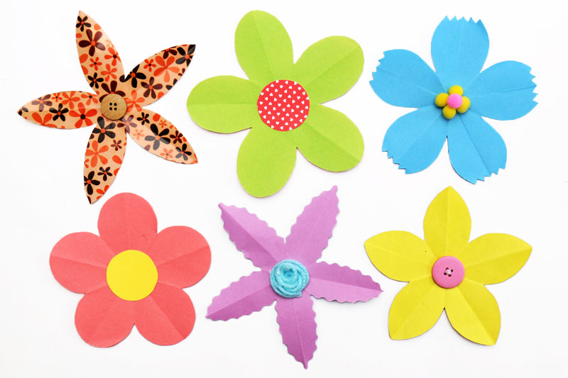 Papercraft Flowers For Kids  Folding Paper Flowers 5 Petals Kids Crafts Fun Craft