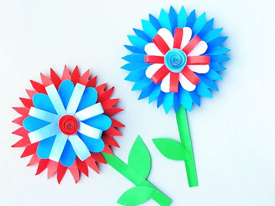 Papercraft Flowers For Kids  Patriotic Paper Flowers Craft Our Kid Things