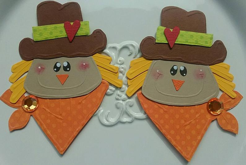 Scarecrow Paper Craft Scarecrow Embellishments Fall Embellishments Scarecrow Paper Piecing Scarecrow Scrapbook Pieces For Card Making Tags And Paper Crafting