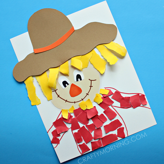 Scarecrow Paper Craft Torn Paper Scarecrow Kids Craft Crafty Morning