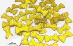 Scrapbook Embellishment DIY with Materials around You 200pcs 20x12mm Gold Yellow Bow Flatbacks Resin Sparkle Spotted