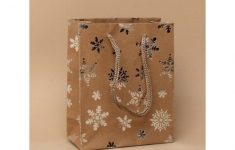 Silver Foil Paper Craft Gift Bag Natural Brown Craft Paper With Silver Foil Snowflake Print Brown Corded Handles Gift Bag silver foil paper craft |getfuncraft.com