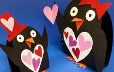 Valentine Paper Crafts Kids Penguin Hearts 600x590 valentine paper crafts kids|getfuncraft.com