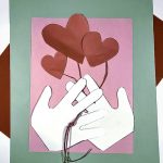Valentines Day Paper Crafts Handprints Holding Paper Heart Balloon Card Idea valentines day paper crafts|getfuncraft.com
